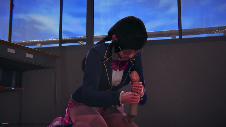 Waifu club 3D: DVA jerks off your cock in the classroom