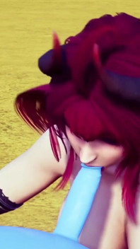 Demon girl sucking off a bouncing ball