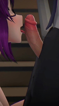 Kagura Suzu mamada oral eyaculación facial - chica hentai mmd 3d - color de cabello púrpura editar smixix