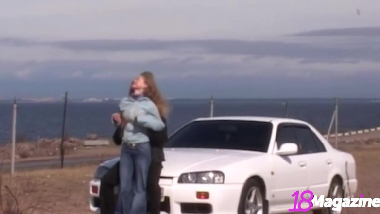 18Magazine: Hot hitchhiking perks! Sasha gets jizzed by a random shaft!