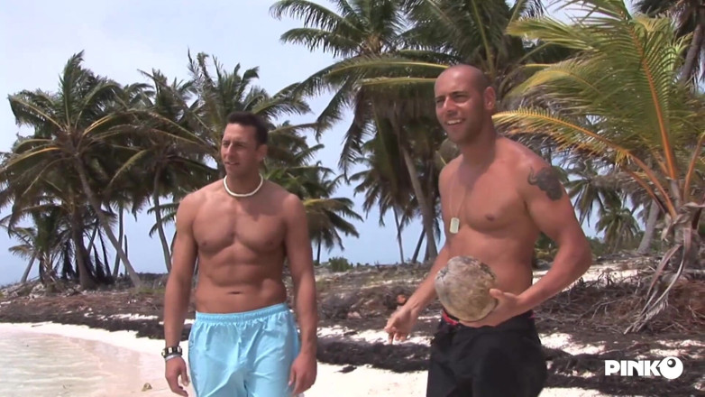 Pinko Club: Double penetration on the shoreline for Caty Campbell that comes