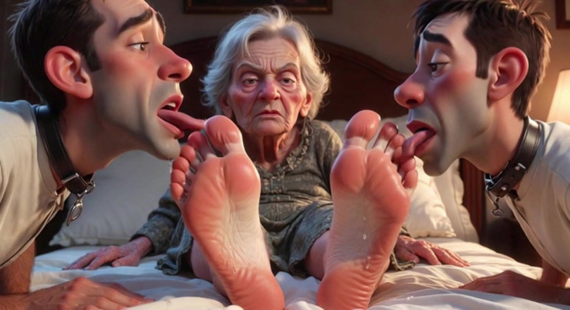 YOUR BEST FANTASY: Submissive Mans Serving Old Granny's Ugly Feet - Humiliation