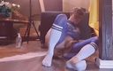 KinkyChrisX: Kinkychrisx Wanking in Blue Pantyhose and White Socks