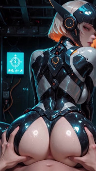 Latex Gamer Queen Virexa - Chrome POV - Ai Generated