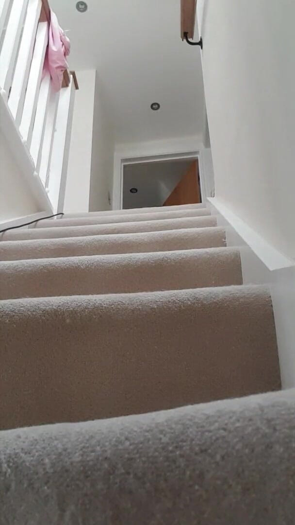 Uk Joolz: Housewife hoovering the stairs in just stockings, suspenders, no knickers...