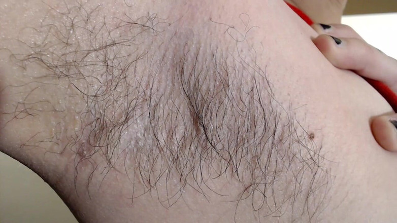 Abby Anna: Long dark hairy armpits closeup