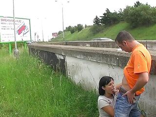 Hot Euro Girls: Sexy girl fucking on a highway