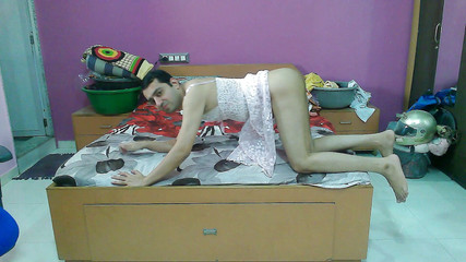 Cute & Nude Crossdresser: Cute sissy crossdresser Sweet Lollipop in a pink princess nighty.