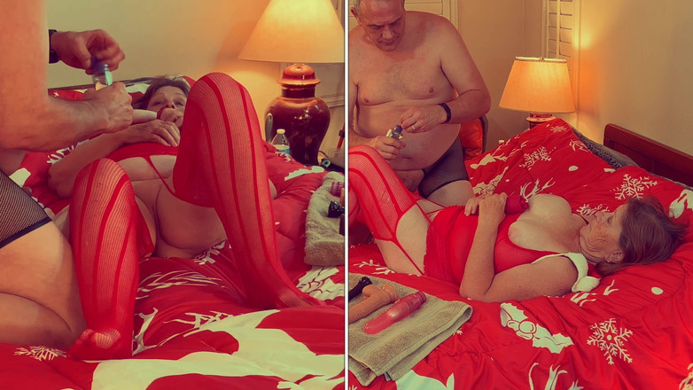 Carmen Angel: 할머니 Carmen의 크리스마스 빨기, Diddling 및 2 위치 섹스 오르가즘