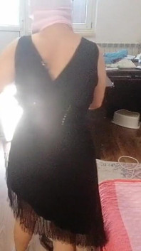 Amateur Woman Has Fun Trying on Clothes and Cutting Them