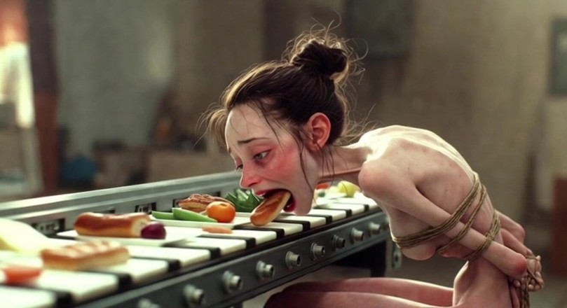 YOUR BEST FANTASY: Extremely Skinny Girl Bound - Stuffed with Food Until Full