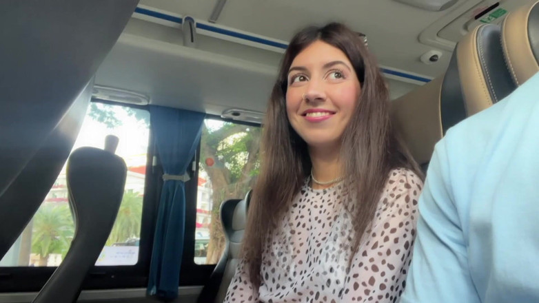 Katty West: Public Dick Flashing - Risky Handjob in Public Bus Full of...