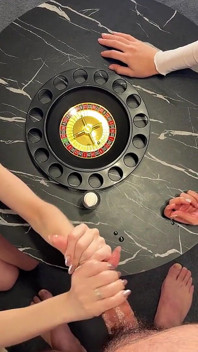Cum Challenge Threesome CFNM for Christmas and Fun with Balls Playing and Accidental Ruined Orgasm