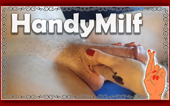 Handymilf: Handjob in condom, but let him cum in my hands