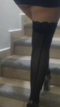 Schattige zwarte netkousen