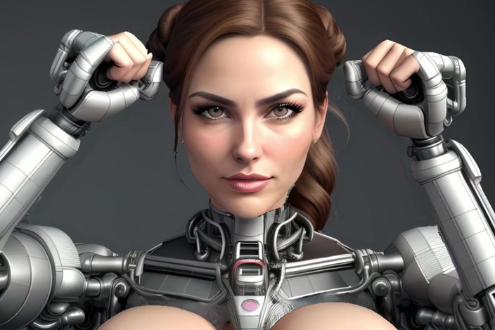 AI Porn: 3D Hentai Cybernetic Babes - Digitální umění