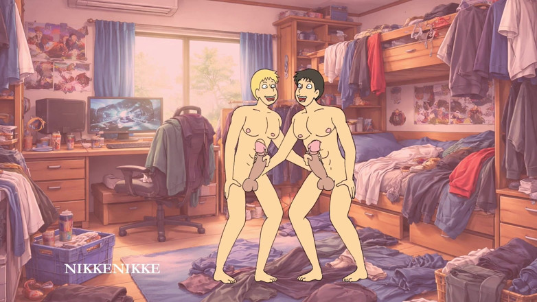 Nikkenikke animation: Yaoi, de la duo-ul de handjob la curățat intens coșurile...