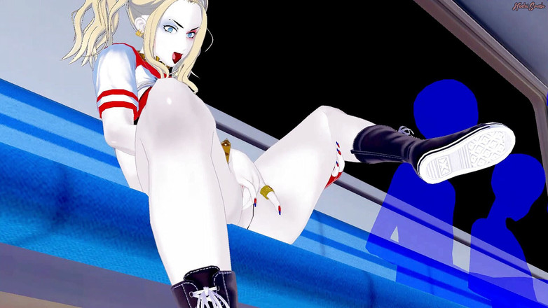 Hentai Smash: Harley Quinn cọ xát và móc cua âm hộ của cô ấy...
