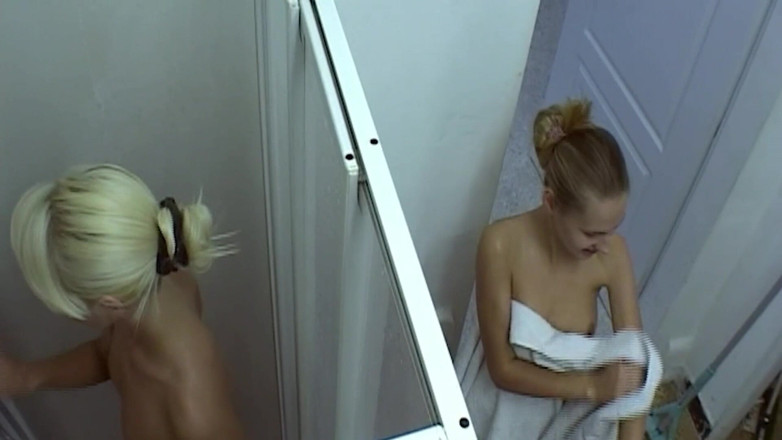 THAGSON 18+: Blonde and Brunette Strip for Steamy Shower Play