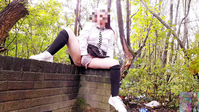 ChubbyBunny: Skool girl skips class to play in the woods