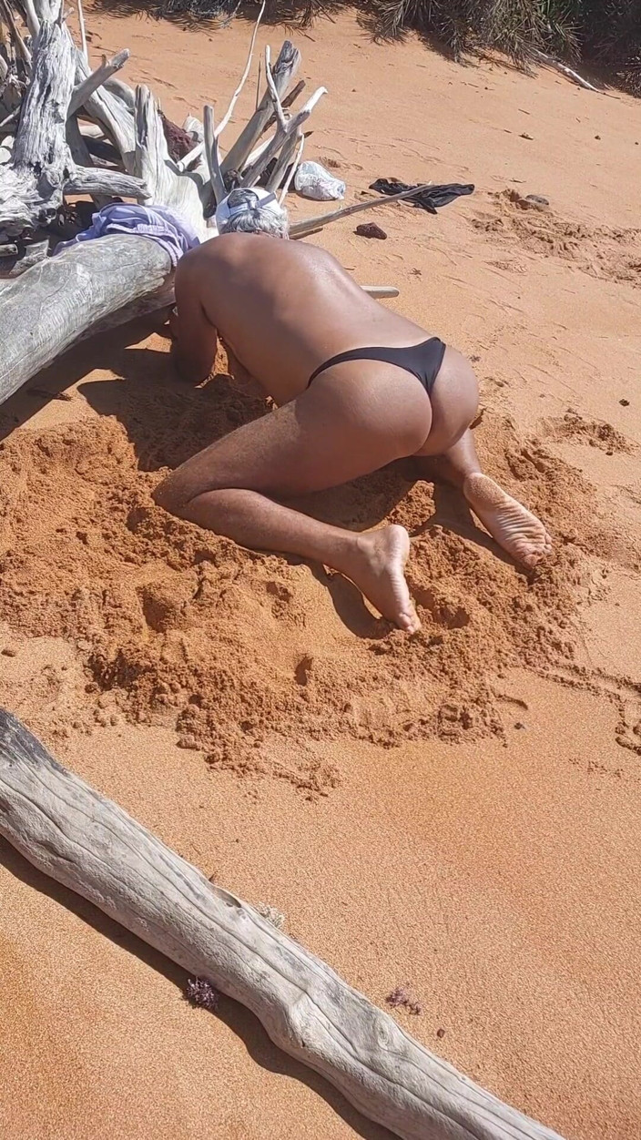 Ladysilvas: Ladysilva on the Beach in Panties Tanning Her Hot Ass