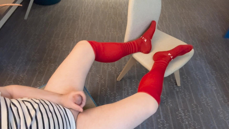Passion for Socks: Dlouhý červený tým ponožky, stříkání na ponožky