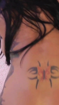 Pornstar Platinum Tattooed Angelina Valentine Rides Dildo in Lesbian Sex
