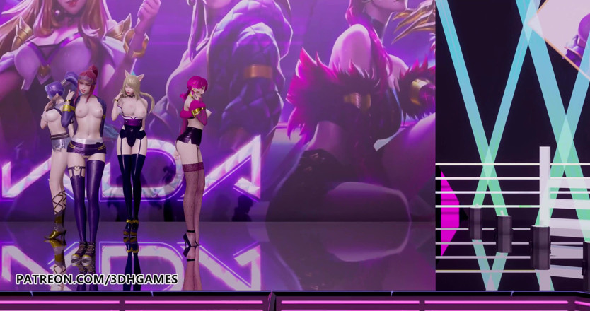 3D-Hentai Games: Siyah pembe - o striptiz nasıl, Ahri, Akali, Evelynn, Kaisa, 3 boyutlu...