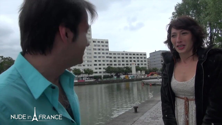 Nude in France: Casting in the street of a pretty brunette getting hard...