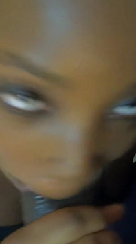 Ebony Bitch Been a Busy Girl Just Started Laundry While Giving Sloppy Blowjob on Knees - Mastermeat1
