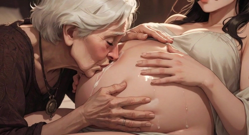 YOUR BEST FANTASY: 90yo Granny Passionately Licking Pregnant Belly - Very Aroused