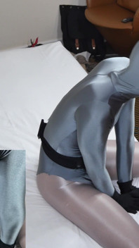 Elena Clark Batgirl Fuck Zentai White Grey Nylon
