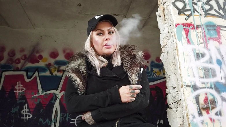 Fetish Videos By Alex: Blonde lady smokes an electronic cigarette