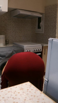 Stepmom in Kitchen Said No Sex! - Allows Stepson Only Jerking off & Cumshot on Her Fat Ass