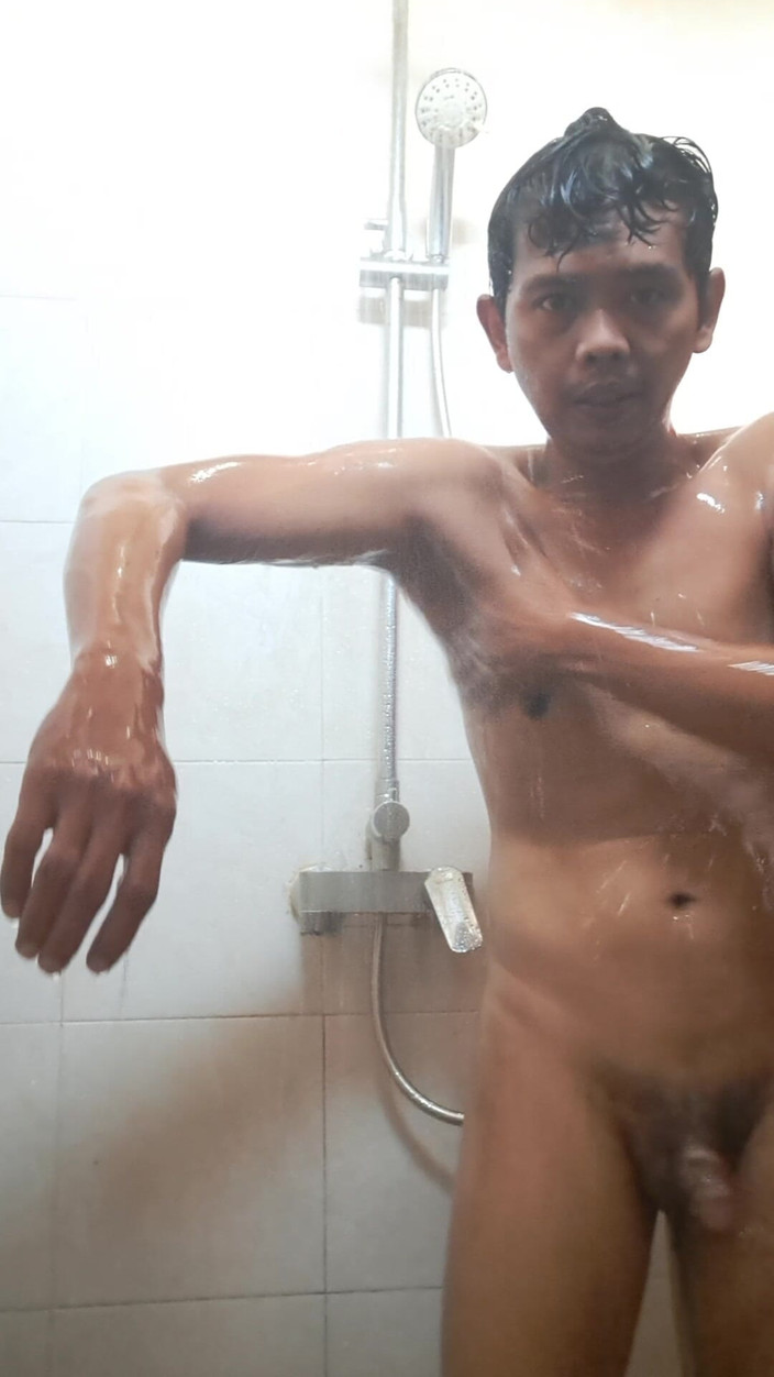 David Studio: Exotic Skinned Asian Adult Man Taking a Shower in the...