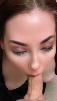 My Sweet Girl Gets Cum on Her Face! Blowjob with Red Nails