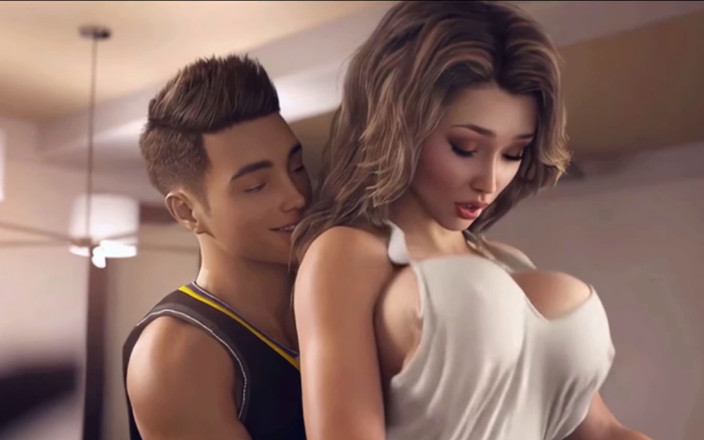 Porngame201: 妻と継母がキッチンで本物の胸マッサージをしている