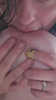 Sucking on My Big Natural Tits