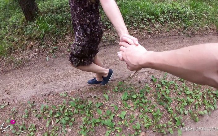 Alisa Lovely: Young couple walks through the woods and fucked in the...