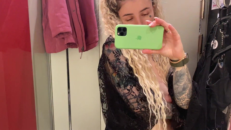 Barbietatoo1: Trying on new outfits in the store