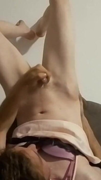 Lars Damberger Masturbates in Satin Nightie and Cums in Own Mouth