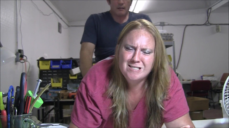 Vibra King Video: Jennifer gets pounded over a table at work
