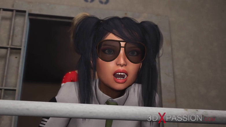 3dxpassion: Grovt sex i fängelset! Harley Quinn knullar hårt en kvinnlig...