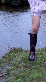 Welly Sploshing in Boots and No Panties!