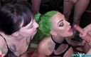 UkXXXpass: Gorgeous inked sluts take bukkake facials