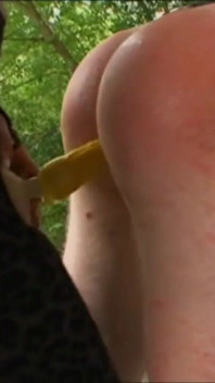 Humiliating ass penetrating with dildo