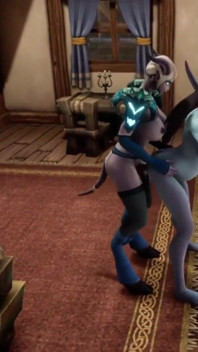 Shemale demon neukt zwangere elf voor de open haard
