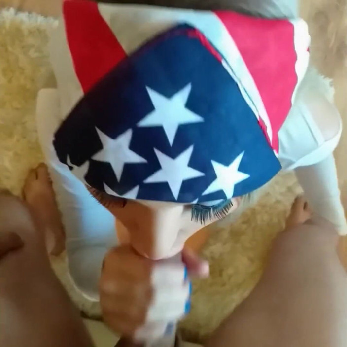BeautyToPorn: Blonde surprises with blowjob for Independence Day