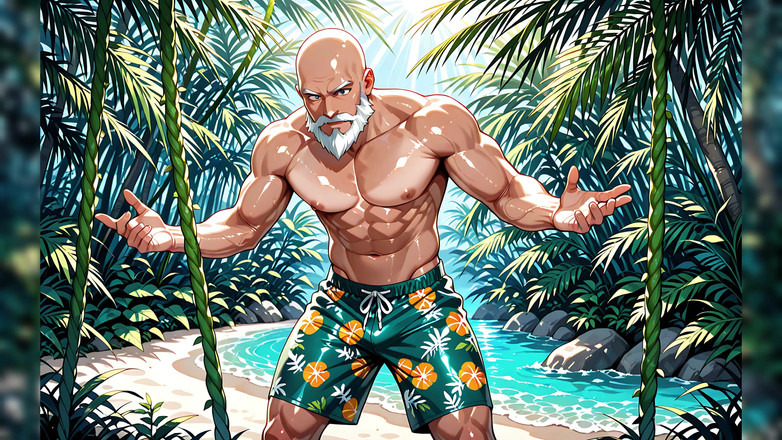 Erotic Man: 英俊的秃头老人无衬衫