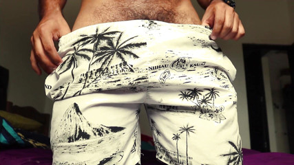 Josehairycum: Hairy Male Plays with His Bulge and Shows His Cock